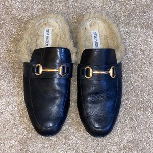 Steve Madden Jill Leather Fur Mule Size 8.5